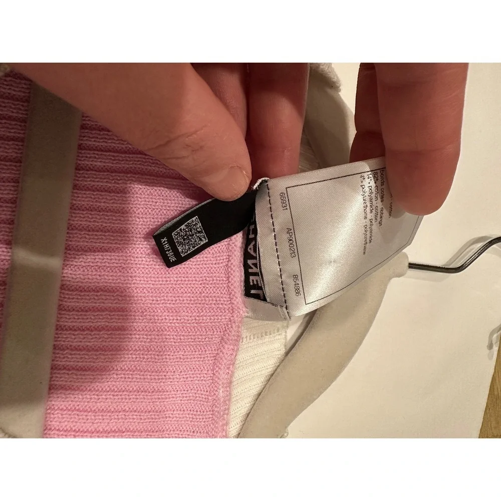 23P Chanel Pink Ribbed Knit CC Logo Button Cardigan Size 40